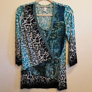 🐯🐯🐯🐯BOGOHO 🐯🐯🐯Elyse 26 Multicolor Animal Print Blouse-Large